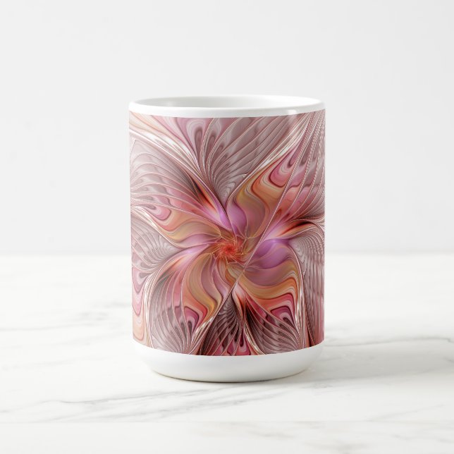 Abstrakt Fjäril Färgrik Fantasy Fraktal Konst Kaffemugg (Center)