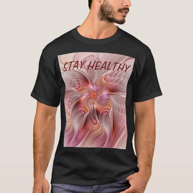 Abstrakt Fjäril Färgrik Fantasy Fraktal Konst T Shirt (Framsida)