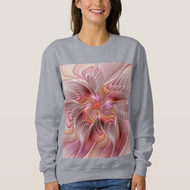 Abstrakt Fjäril Färgrik Fantasy Fraktal Konst T Shirt (Framsida)