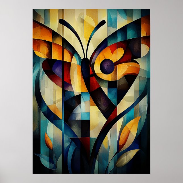 Abstrakt fjärilskonst - Geometrisk naturdesign Poster (Framsidan)