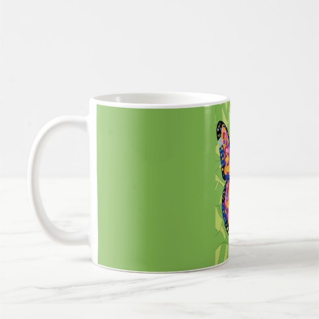 Abstrakt fjärilsmålning  kaffemugg (Vänster)