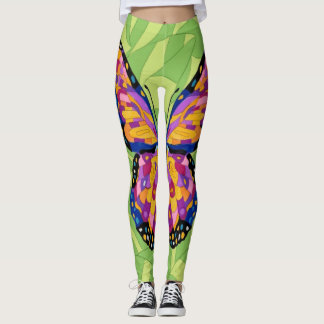 Abstrakt fjärilsmålning leggings