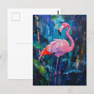 Abstrakt Flamingo-målning Vykort
