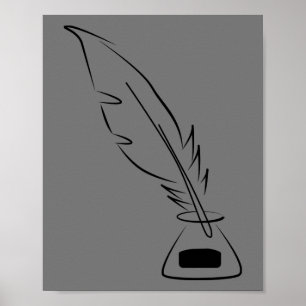 abstrakt flaska, ritfjäder bläck poster