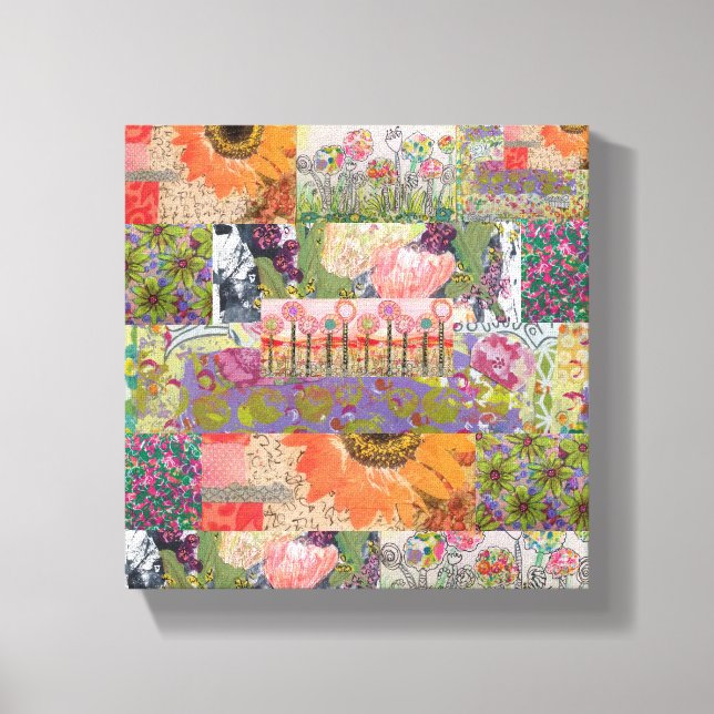 Abstrakt Flera Blommor 2 Sträckt Canvastryck (Framsida)