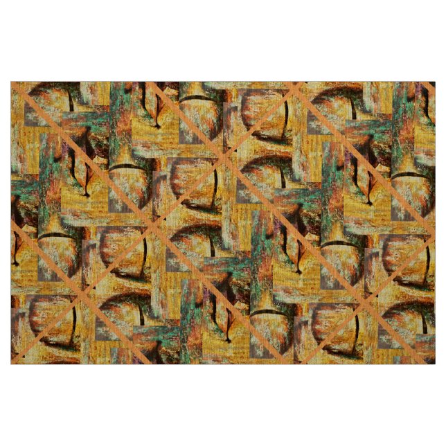 Abstrakt flerfärgad Ansikte Art Tyg (Fat Quarter)