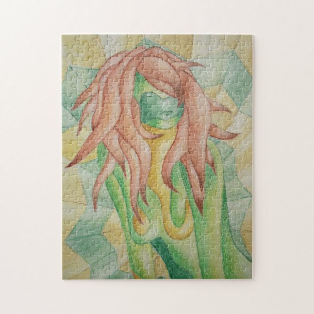 abstrakt flerfärgad grönt som ger dam-reflektor pussel (Vertikal)