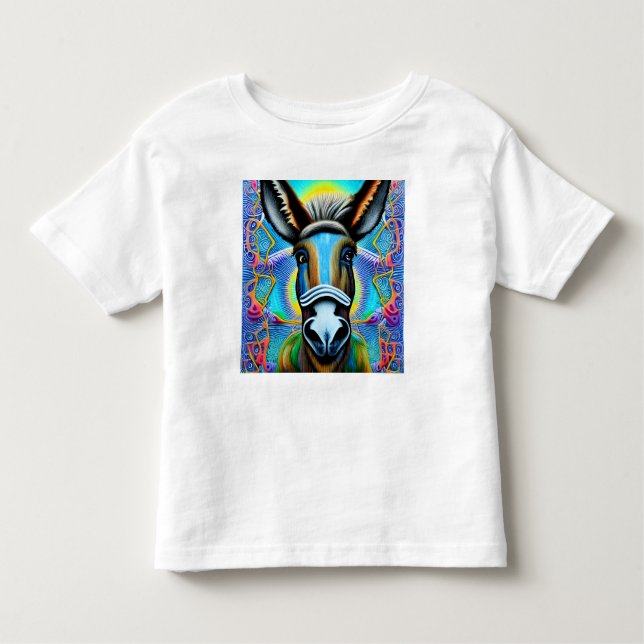 Abstrakt Flerfärgad, liten donkey T Shirt (Framsida)