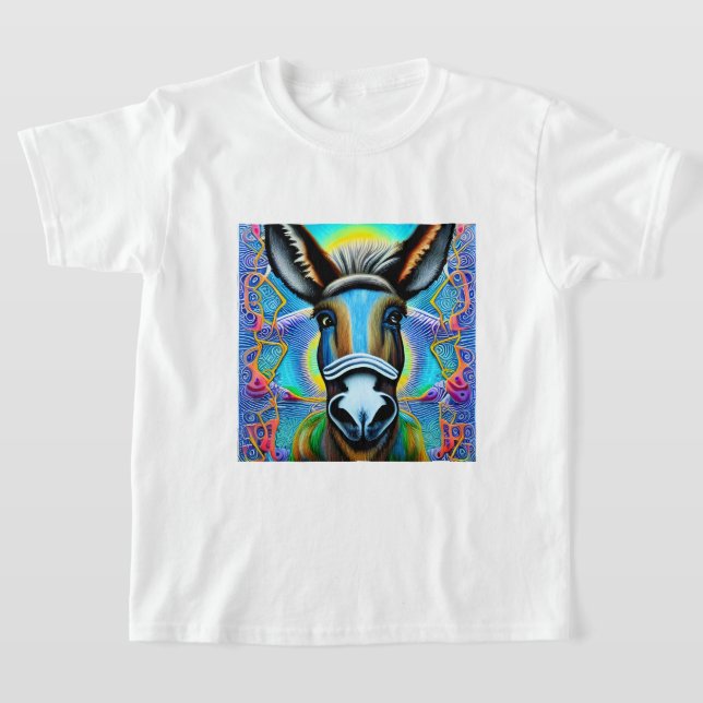Abstrakt Flerfärgad, liten donkey T Shirt (Laydown)