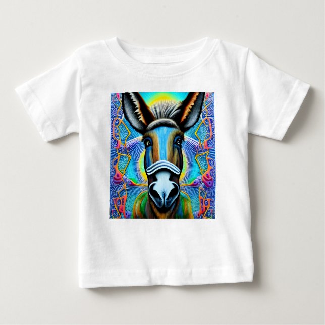 Abstrakt Flerfärgad, liten donkey T Shirt (Framsida)