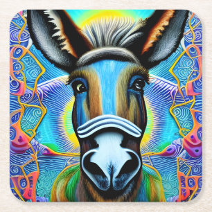 Abstrakt Flerfärgad, liten donkey Underlägg Papper Kvadrat
