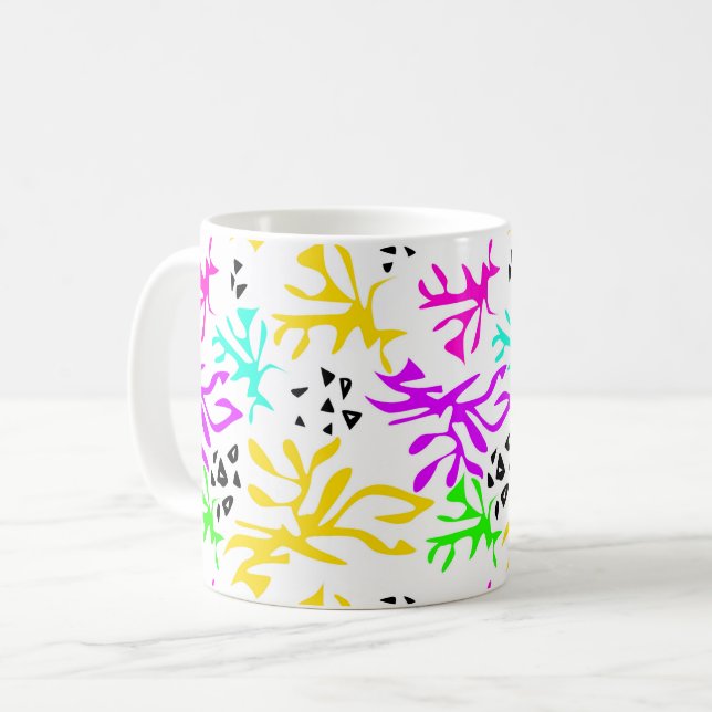Abstrakt flerfärgad neonmönster  kaffemugg (Framsida vänster)