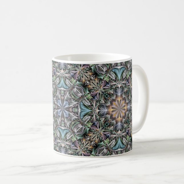Abstrakt flerfärgad suckulent trädgårdsrosett kaffemugg (Framsida höger)