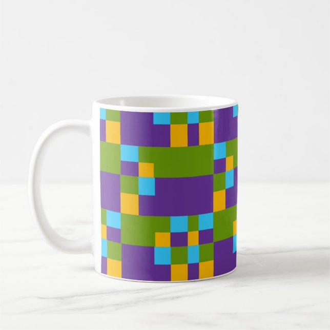 Abstrakt flerfärgat Mönster med fyrkanter Kaffemugg (Vänster)