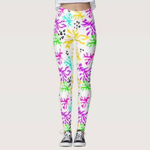 Abstrakt flerfärgat neon mönster leggings