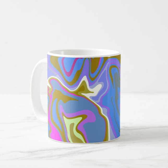 Abstrakt flervärgad virvelmönster  kaffemugg (Framsida vänster)