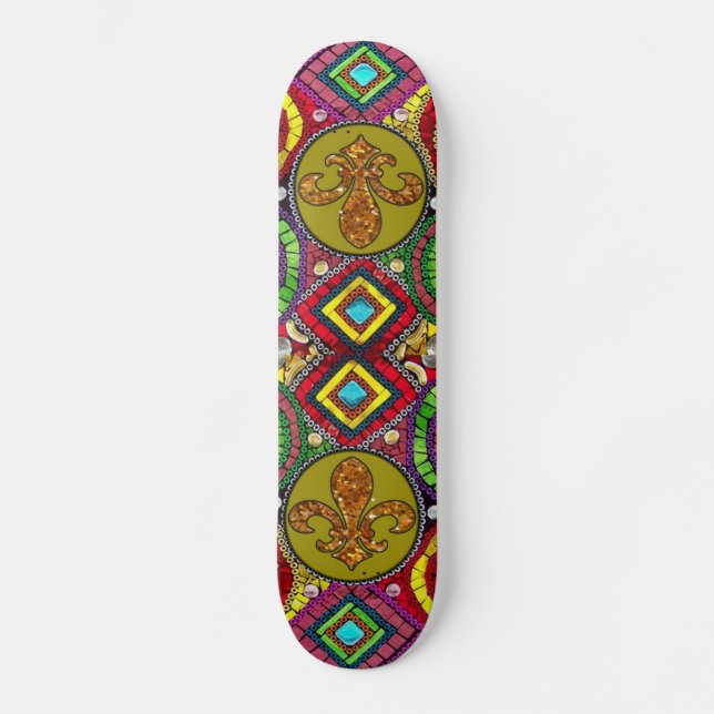 Abstrakt Fleur De Lis Skateboard New Orleans (Framsida)