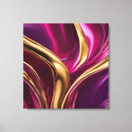 Abstrakt-Flow Art-Fuchsia Lila och Guld Canvastryck