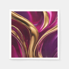 Abstrakt Flow Art-Fuchsia Lila och Guld Pappersservett