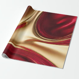 Abstrakt Flow Art-Red och Guld- Presentpapper