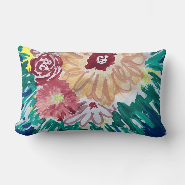 Abstrakt Flower Bouquet-målning Lumbarkudde (Framsida)