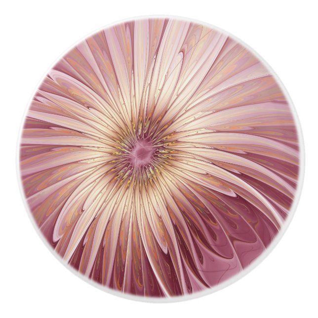 Abstrakt Flower Fractal Art & Shades of Burgundy Knopp (Framsidan)