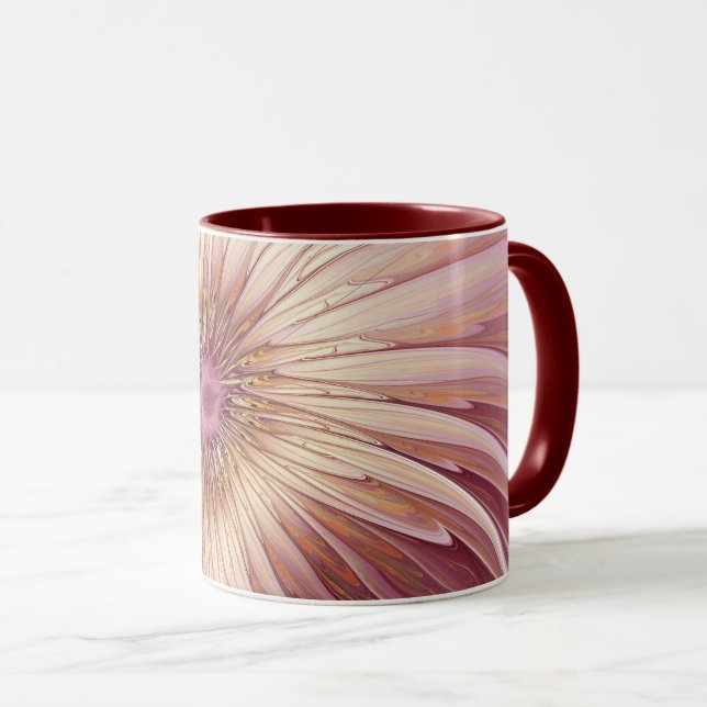 Abstrakt Flower Fractal Art & Shades of Burgundy Mugg (Framsida höger)