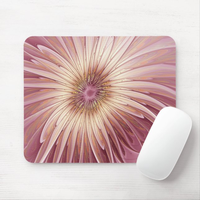 Abstrakt Flower Fractal Art & Shades of Burgundy Musmatta (Med mus)