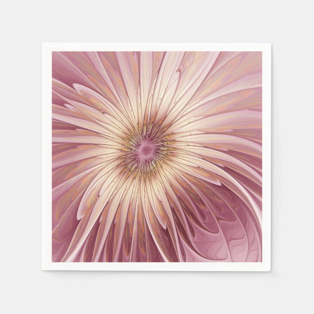 Abstrakt Flower Fractal Art & Shades of Burgundy Pappersservett (Framsidan)