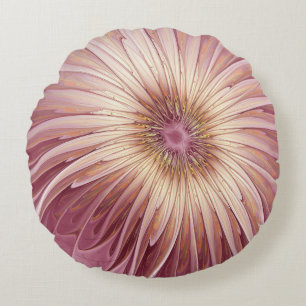 Abstrakt Flower Fractal Art & Shades of Burgundy Rund Kudde