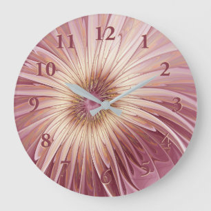 Abstrakt Flower Fractal Art & Shades of Burgundy Stor Klocka