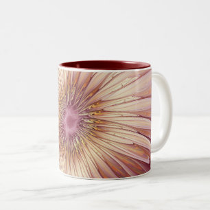 Abstrakt Flower Fractal Art & Shades of Burgundy Två-Tonad Mugg