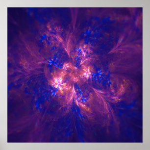 Abstrakt Flower Light Lila and Blue Mönster Mix Poster