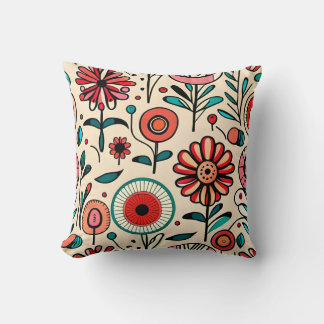 Abstrakt Flower Mönster Pillow Kudde