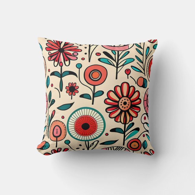 Abstrakt Flower Mönster Pillow Kudde (Framsida)