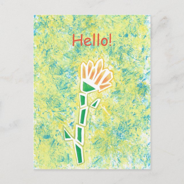 Abstrakt Flower Painting Hej Postcards Vykort (Framsida)