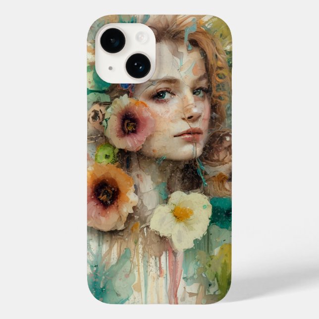 Abstrakt Flower Woman Porträtt (Baksida)