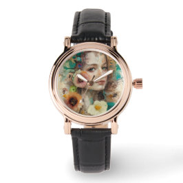 Abstrakt Flower Woman Porträtt Armbandsur