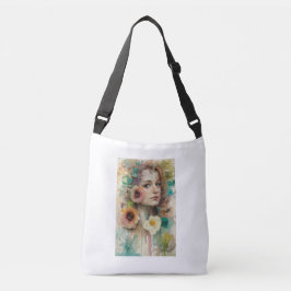 Abstrakt Flower Woman Porträtt Axelväska