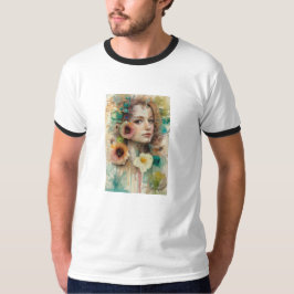 Abstrakt Flower Woman Porträtt T Shirt