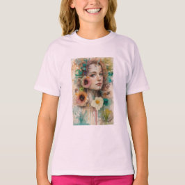 Abstrakt Flower Woman Porträtt T Shirt