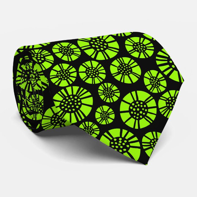 Abstrakt Flowers 031023 - Chartreuse på Black Slips (Rullad)