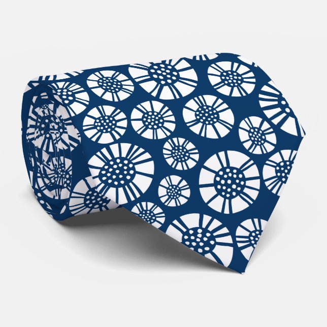 Abstrakt Flowers 031023 - White on Shibori Blue Slips (Rullad)