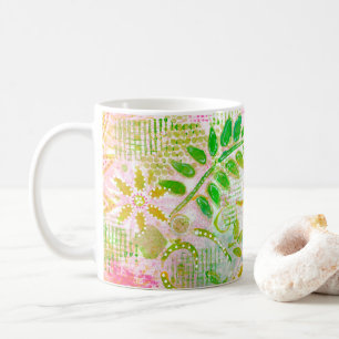 Abstrakt Flowers and Löv Kaffemugg