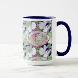 Abstrakt Flowers and Pearls Blue Big Mugg