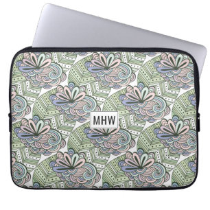 Abstrakt Flowers anpassningsbar monogram laptop sl Fodral