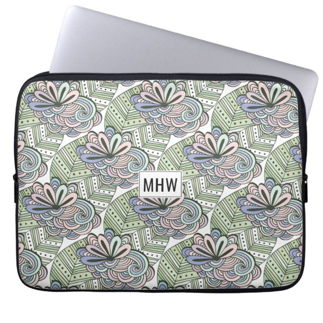 Abstrakt Flowers anpassningsbar monogram laptop sl Fodral (Framsidan)
