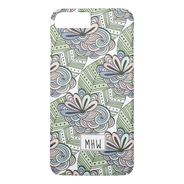 Abstrakt Flowers anpassningsbar monogram telefonfo Case-Mate iPhone Skal (Baksida)
