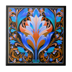 Abstrakt Flowers Art Deco Ceramic Tile Kakelplatta