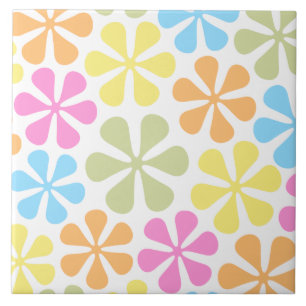 Abstrakt Flowers Bright Färg Mix Kakelplatta